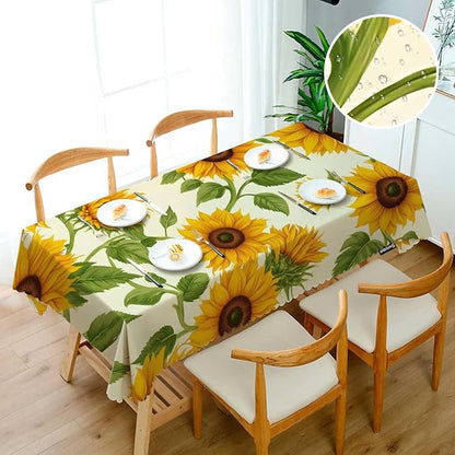 Swono Sunflowers Yellow Table Cover Beautiful Garden Sunflower 50x72 Inch Table Cloth for Rectangle Tables Buffet Tablecloth Parties Coffee BBQ Kitchen Dinning Picnic