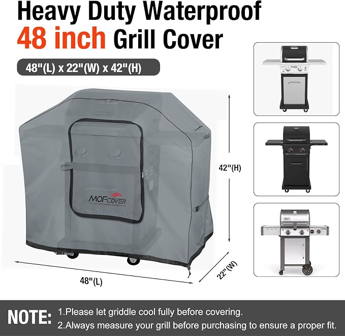Exclusive Foldable 48 inch Grill Cover, 600D Heavy Duty Waterproof Outdoor BBQ Cover for 2-3 Burners Grill Weber Nexgrill CharBroil, Gray