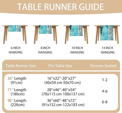 Teal Grey Table Runners Modern Art Farmhouse Linen Table Runners Dresser Scarves Retro Rustic Style for Party Kitchen Dining Table Coffee Holiday Party Decor (13"x 90", Teal Grey)