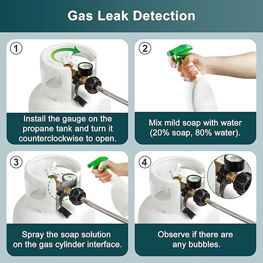 GASPRO Universal Propane Tank Gauge, Fits for 5-100lb Propane Tank Cylinder, Propane Adapter with POL Connection for RV, Camper, Gas Grill, Fire Pit, Propane Heater and More