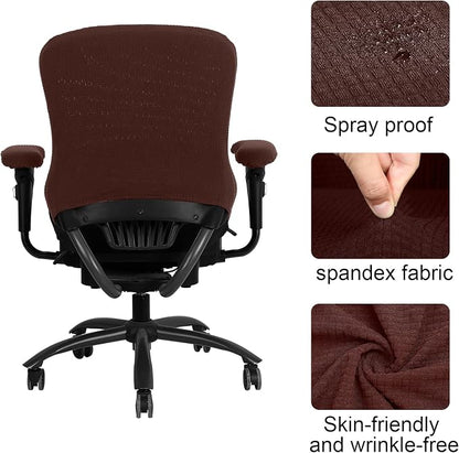 Tallew 4 Pcs Office Chair Covers Stretchable Armrest Seat,XL,Dark Brown | Universal Fit Office Desk Chairs, Protective Seat Backrest Slipcovers, Stretchable Prevent Wear, Easy Install for Rotating