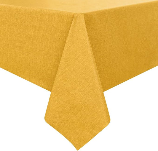 Romanstile Halloween 100% Waterproof PVC Tablecloth, Rectangle Oil Spill Proof Stain Resistant Vinyl Table Cloth, Wipe Clean Plastic Table Covers for Kitchen/Dining/Parties - 54 x 108 Inch, Yellow