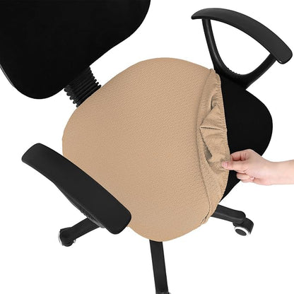 Smiry Office Computer Chair Seat Covers for Desk, Anti-dust Protector | Stretch Jacquard Removable Washable Desk Chair Seat Cushion Protectors, Camel