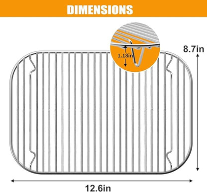Stainless Steel Rack, 12.6×8.7 Inches Outdoor Indoor Grill Stand Flex Flame Combi Accessories for Ninja OG751 OG701 Woodfire and other Wood fire Electric Air Fryer, Dishwasher Safe