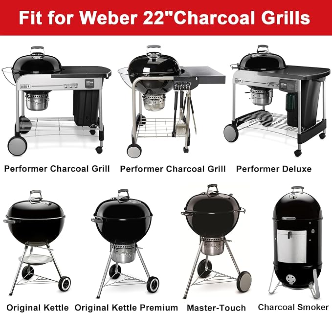 Full Size Griddle Insert for Weber 22 Inch Charcoal Grills, Flat Top Griddle for Weber 22" Original Kettle, Master-Touch and Performer Deluxe Charcoal Grill, Compatible with Most 22" Round Grills