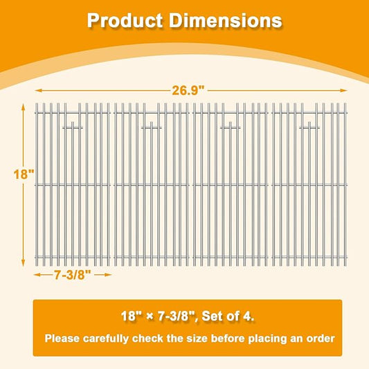 BBQ-PLUS RJC008P Grill Grates Replacement Parts for RCS 32" Premier RJC32A, Blaze 3/4/5 Burner BLZ-4LTE2-NG BLZ-32-034, Stainless Steel Cooking Grids for Summerset Sizzler 32" Grills, 4 Pack