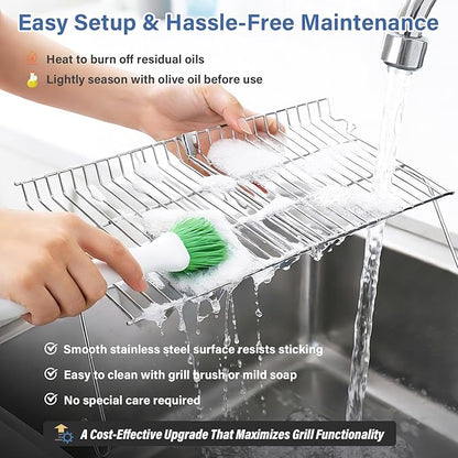 20.75"x11" Stainless Steel Grill Warming Rack - Replacement for Char-Griller 5050/5650/3001/2223/5072/2823/3030/3008 Gas & Charcoal Grills, Hardware Included