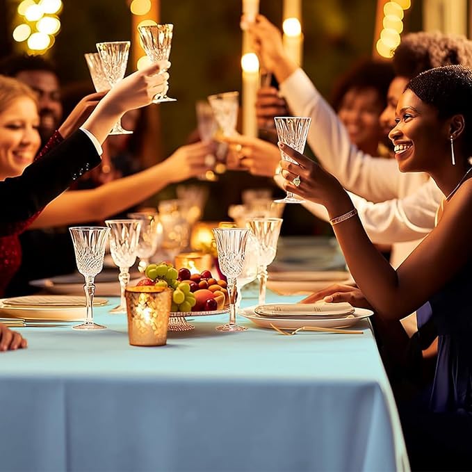 54 Inch X 300 Feet Plastic Table Cover Roll Premium Disposable Plastic Tablecloth for All Type/Shape Tables | Picnic, Party, Banquet, Birthdays, Weddings (Light Blue, 54 Inch X 300 Feet)