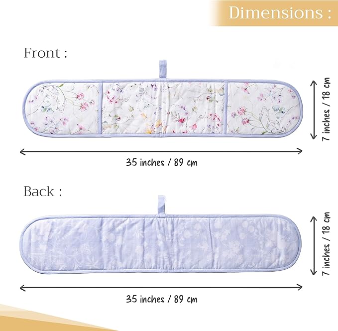 Maison d' Hermine Double Oven Mitts 100% Cotton 7"x35" Double Oven Mitt Heat Resistant BBQ Cooking Gloves with Loop Baking Grilling Kitchen Hotel Home Farmhouse Spring Summer (Summer Floral)