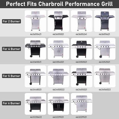 Uniflasy Grill Parts for Charbroil Performance 2-Burner 463630021 463655021 463655421 463655621,for Charbroil 4-Burner 463365021 463448021 Grill Burner Tube Heat Plates Shield Crossover Tube Igniter
