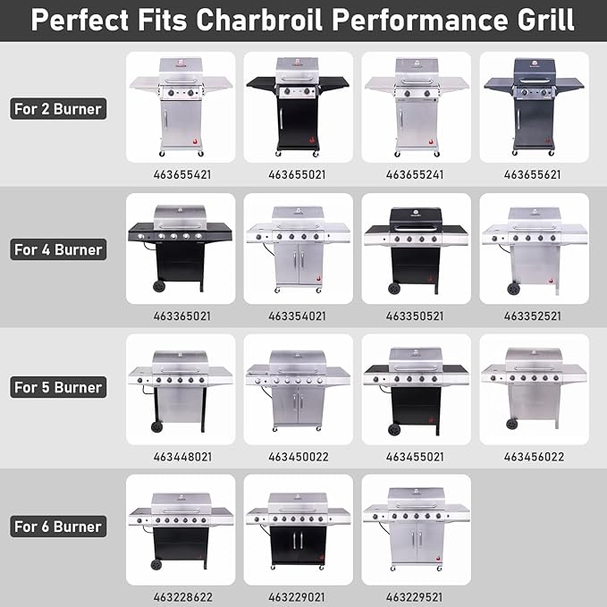 Grill Replacement Parts for Charbroil Performance 5 Burner 463448021 463450022 463451022, 4 Burner 463365021 463352521, Charbroil Grill Parts Include Heat Plate,Burner, Igniter,Crossover Tube