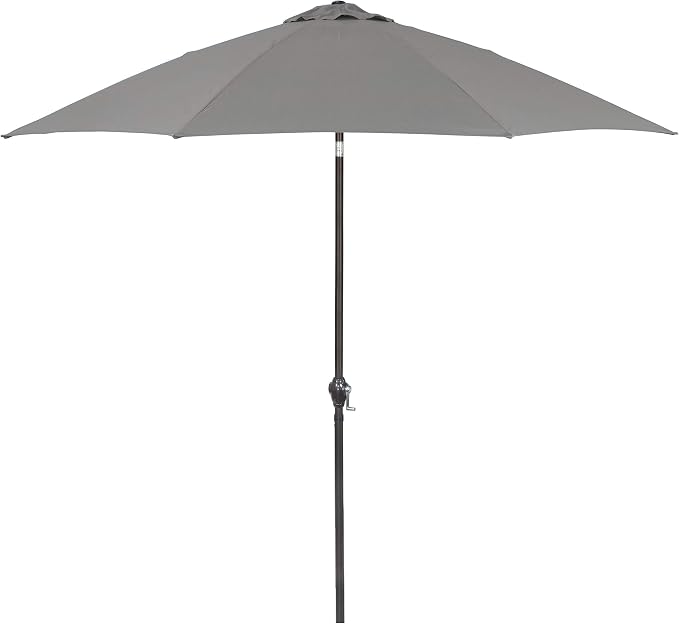 Sunline 9 ft Patio Umbrella with Crank & Push Button Tilt, Outdoor Market Umbrella with UV Protection & Wind Vent and Fiberglass Ribs, Metal Frame for Deck, Pool & Table, Taupe
