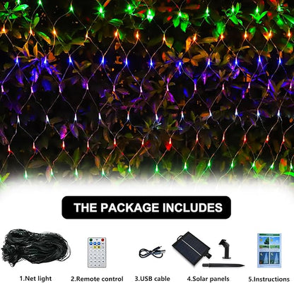 Curyidy Solar Net Lights Outdoor Mesh Lights Christmas Waterproof 19 Modes Timer Tree Wrap for Fence, Garden, Yard, Bushes, Trunk, Halloween, Christmas Decor (6 Colors)