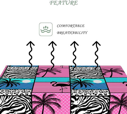 54x78 Inch Tropical Flamingo Rectangle Tablecloth Vintage 80s Summer Palm Tree Leopard Zebra Table Cloth Washable Durable Table Cover for Kitchen Dining Beach Hawaiian Luau Party Decor