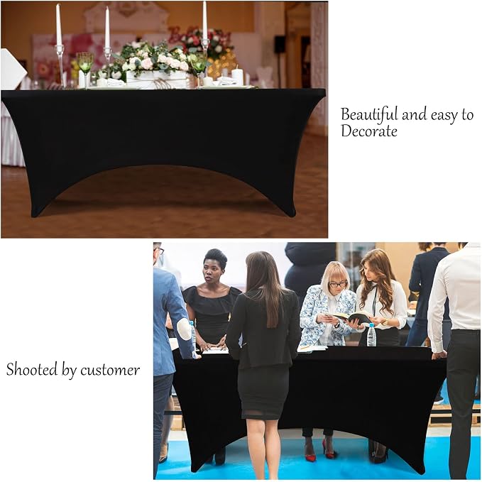BDDC 6ft Stretch Spandex Fitted Table Cloth for 6 Foot Tables | GRS-Certified Eco-Friendly Fabric, Elastic Fit Rectangle Tablecloth, Washable, Wrinkle-Free, For Events & Parties