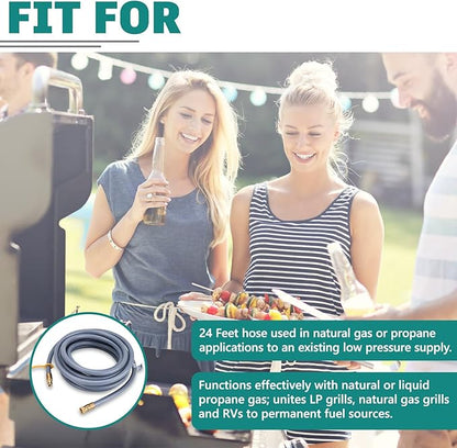 GasSaf 24 Feet 1/2" ID Natural Gas Hose with Quick Connect, Natural Gas Line for Gas Grill, Generator, Patio Heater and More