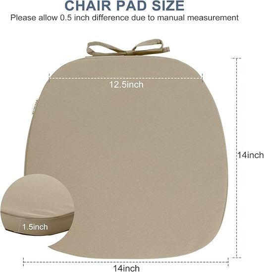 GUEGLSA Outdoor Waterproof Seat Cushions 14x14 inch, Non Slip Metal Chair Pad with Ties, U Shaped Chair Cushion for Kitchen Dining Patio Chair, Set of 2, Khaki