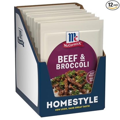 McCormick Seasoning Mix, Beef & Broccoli, No Artificial Flavors, For Restaurant-Style Beef & Broccoli in Just 25 Minutes, 1.37 oz (Pack of 12)