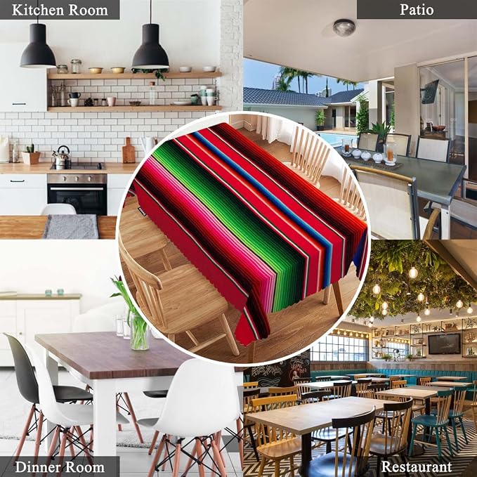 Swono Decorative Rectangle Table Cloth Mexican Style, Traditional Blankets Colorful Stripes Polyester Tablecloth Kitchen Table Cover for Dining BBQ Picnic Coffee Table 50x72, 4-6 Seats