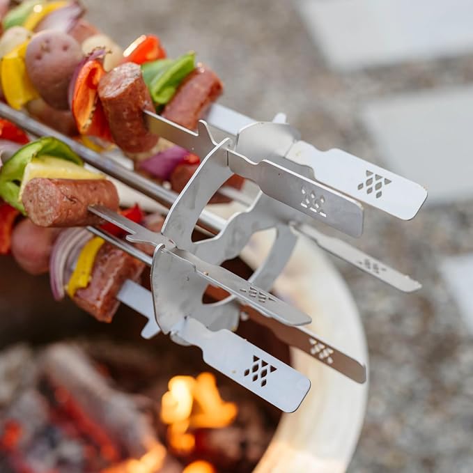 Breeo Rotisserie Skewers - Rotisserie Grill Accessory | For chicken, turkey, BBQ & kabobs, live fire cooking accessories