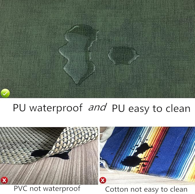 WAZAIGUR Waterproof Easy to Clean Non-Slip Heat Resistant Thick Faux Leather Placemats for Dining Table Set of 8,Dark Green