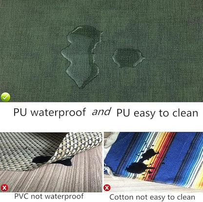 WAZAIGUR Waterproof Easy to Clean Non-Slip Heat Resistant Thick Faux Leather Placemats for Dining Table Set of 8,Dark Green