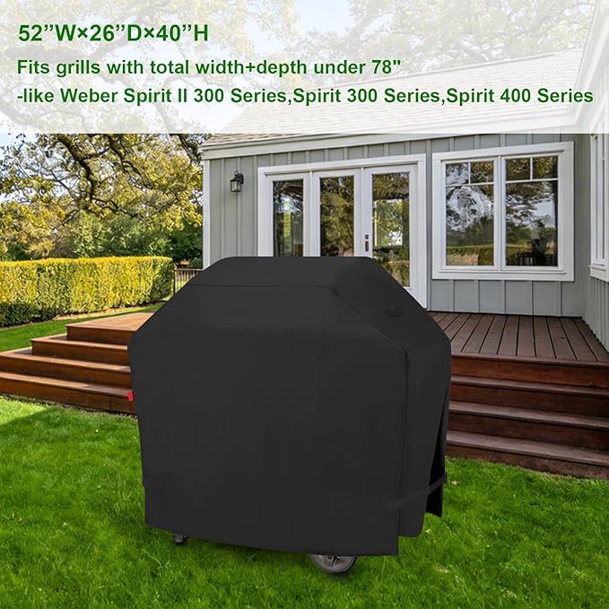 Grill Cover for Weber Spirit 200 and Spirit II 200 Series, E-210, Spirit 300,Spirit II 300, Spirit 400 Series,E-310,E-325,S-315,E-435, E-425,EP-325 Compared to Weber 7106 & 7139,52"