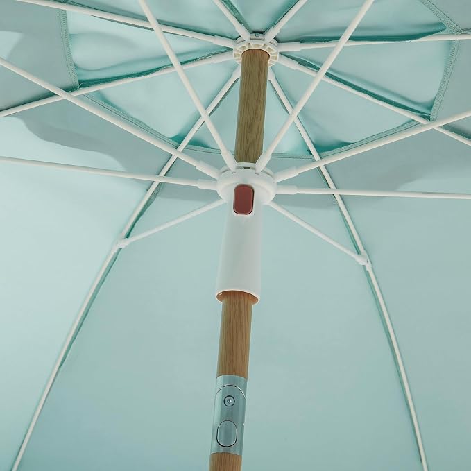 6FT Patio Beach Umbrella, UPF 50+ Sun Shade, Adjustable Tilt | Portable & Vented Outdoor Umbrella for Sand, Backyard & Garden, Harbour Cypress Green (Light & Dark Green)