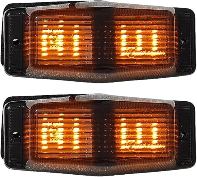 1PC/2PCS 24V LED Marker Light Front Grill Double Burner/Pole Indicator Lamp(2x Smoked Amber)