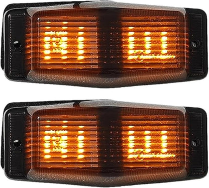 1PC/2PCS 24V LED Marker Light Front Grill Double Burner/Pole Indicator Lamp(2x Smoked Amber)