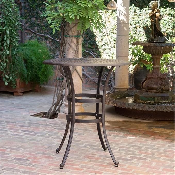 Christopher Knight Home Alfresco Outdoor 37" Cast Aluminum Round Bar Table, Bronze