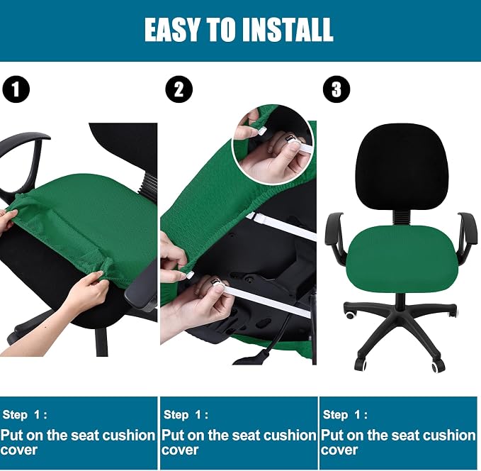 Smiry Office Computer Chair Seat Covers for Desk, Anti-dust Protector | Stretch Jacquard Removable Washable Desk Chair Seat Cushion Protectors, Chritsmas Green