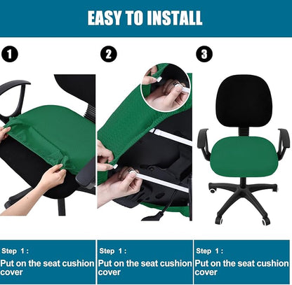 Smiry Office Computer Chair Seat Covers for Desk, Anti-dust Protector | Stretch Jacquard Removable Washable Desk Chair Seat Cushion Protectors, Chritsmas Green