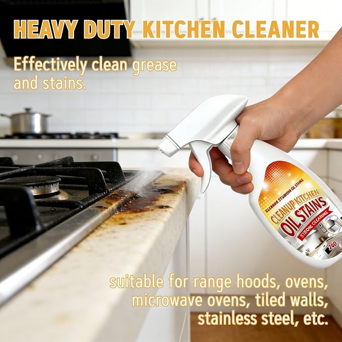 New Heavy Duty Kitchen Cleaner, Clean Up Kitchen Oil Stains Spray, Multipurpose Oil Stain Cleaner, Cleaning Spray for Home Kitchen