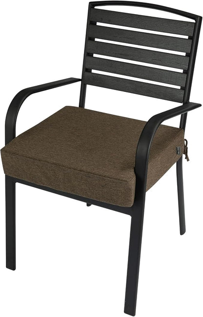 Magpie Fabrics Indoor Outdoor Cushion Cover Replacement 2 Pack, NO Insert! Water Repellent Slipcover with Ties Decor for Patio Garden Chair Sofa Bench Wicker(Dark Brown, 24x24x4 Inch)