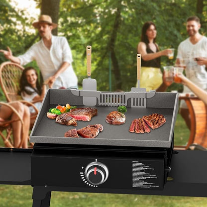 Grease Gate Spatula Holder for Blackstone Griddle,11.8 Inch Magnetic Design Prevent Food from Falling Stainless Steel Grill Barbecue Tool Rack Griddle Accessories for Blackstone(Silver)