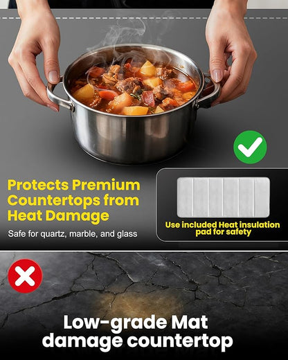 Upgrade Graphene Large Food Warming Mat 500W 24"x16" with Insulation Pad for Countertop, Chafing Dishes for Buffet, Food Warmer for Parties, Portable Heating Pad for Kitchen, 6-Level Temp 6-Hour Timer