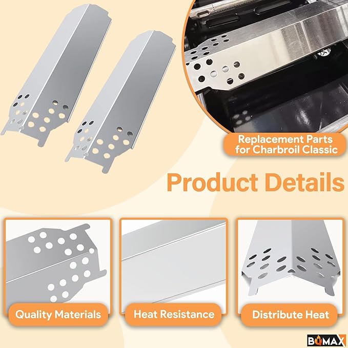 BQMAX Grill Parts for Charbroil Classic 280 2-Burner 463672717 463672817, Stainless Steel Heat Plate for Charbroil Classic Replacement Parts G320-0200-W1 G215-0203-W1