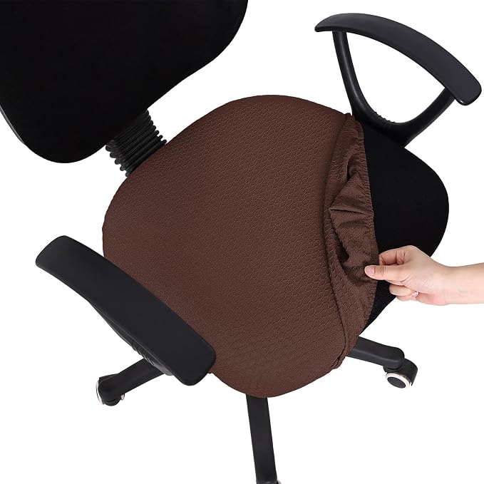 Smiry Office Computer Chair Seat Covers for Desk, Anti-dust Protector | Stretch Jacquard Removable Washable Desk Chair Seat Cushion Protectors, Light Chocolate