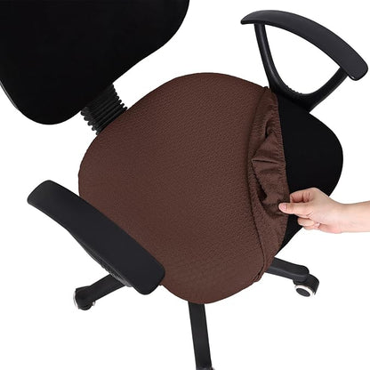 Smiry Office Computer Chair Seat Covers for Desk, Anti-dust Protector | Stretch Jacquard Removable Washable Desk Chair Seat Cushion Protectors, Light Chocolate