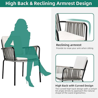 YITAHOME Outdoor Patio Dining Set 5-Piece 59.1" * 34.3" Outdoor Table and Chairs Patio Dining Furniture Sets for 4 with Stackable Chairs and Cushions Outdoor Dining Table Set for Garden Lawn Porch