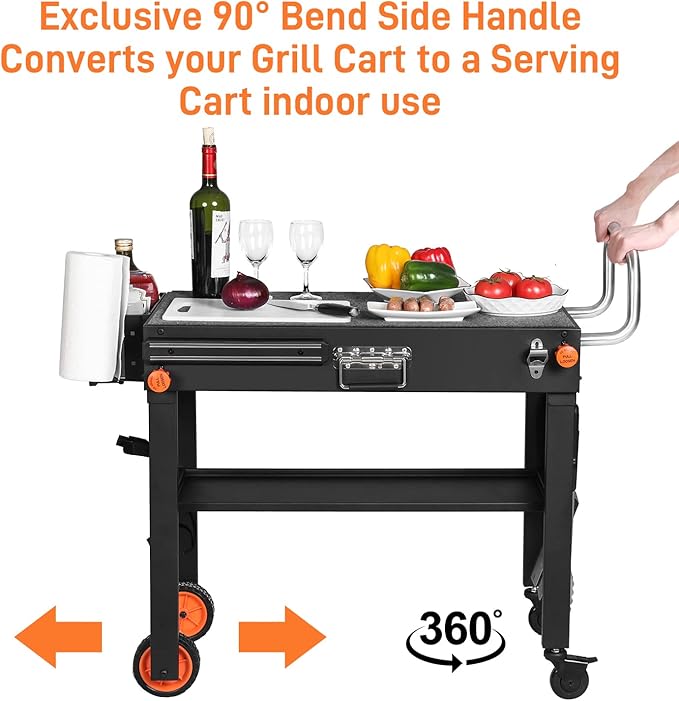 Blackstone Griddle Stand, Portable Outdoor Grill Table, Foldable Grill Cart With Wheels Fit 22 Inch or 17 Inch, Camping Folding Pizza Oven Tables Fit Ninja Grill and Weber，Blackstone Table