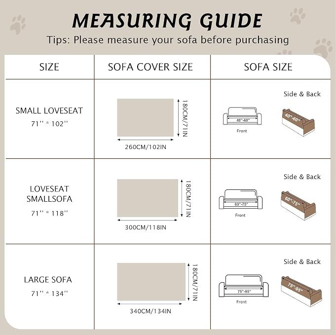 PuTian Couch Cover for Dogs, 71"x102", Boho Green | Waterproof, Washable Slipcover for L-Shaped Sectional, Recliner & Armchair，Protects against Spills, Stains & Wear
