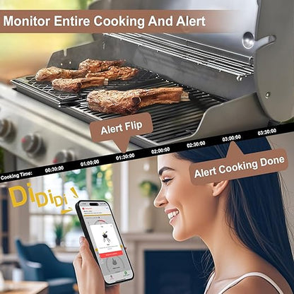 WiFi Wireless Meat Thermometer Unlimited Range 7 NIST Certified Accuracy Sensors Sub-1G(10X Stronger Than Bluetooth) APP&Magnetic Smart Digital Base for BBQ,Oven,Smoker,Grill