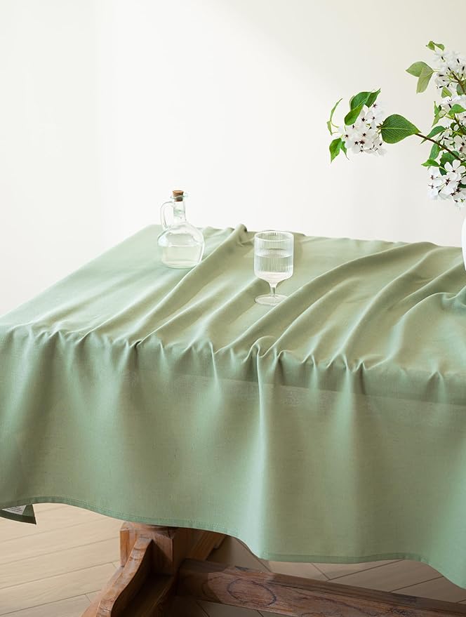 Sage Green Linen Table Cloths for Rectangle Tables Farmhouse Neutral Tablecloth Rectangular Kitchen Decoration Dining Table Cover Washable 60x144