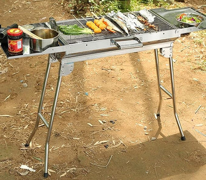 Camping Barbecue Grill Folding Charcoal Grill Portable Charcoal Grill Stainless Steel for Outdoor Camping Travel Park Beach Barbecue Charcoal Grill