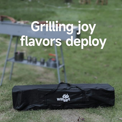 WILLBBQ Grill Storage Bag, BBQ Tool Storage Bag, Foldable Grill Bag for Car Trip Outdoor Camping and Hiking BBQ (Black)