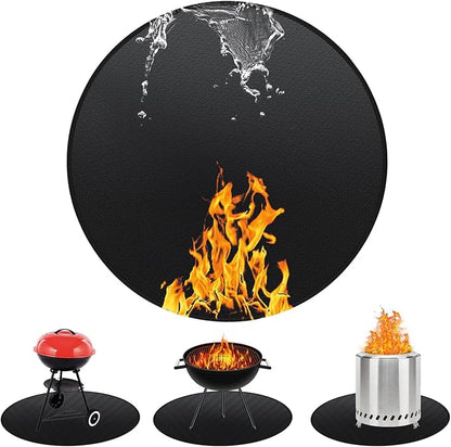 36" Round Fireproof Grill Mat for Deck & Patio, Double-Sided Silicone Coated Fiberglass, Heat Resistant Up to 2000°F, Reusable Under Grill Deck Protector for Fire Pit, Smokeless Stove, Outdoor BBQ