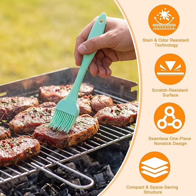Boao 14 Pcs Heat-resistant Turkey Baster Cooking Set Includes 8 Pcs 11 Inch Large Syringe Turkey Baster, 2 Basting Brush, 4 Cleaning Brush, Meat, Food Injector for Poultry, Beef,Chicken(Classic Color)