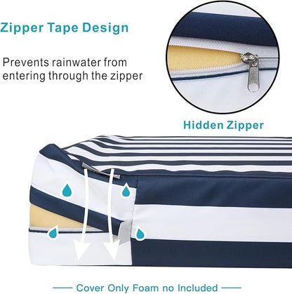NettyPro Outdoor Cushion Covers 24 x 24 inch Water Repellent UV Resistant Patio Furniture Chair Seat Cushion Slipcover with Zipper and Tie, Stripes Black and White